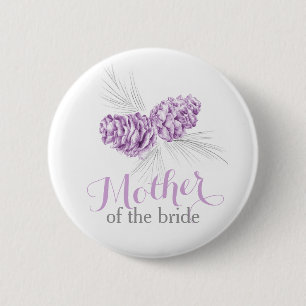 Badge Rond 5 Cm Mère de la mariée pin cône violet mariage pin