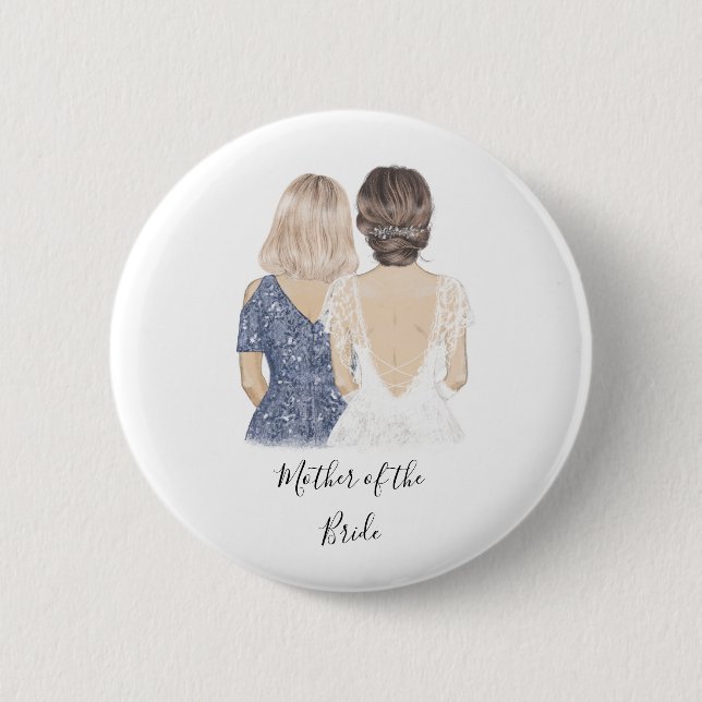 Badge Rond 5 Cm Mère de l'insigne de mariée (Devant)