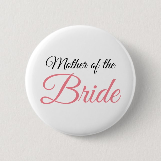 Badge Rond 5 Cm Mère de mariée Script rose (Devant)