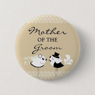 Badge Rond 5 Cm Mère des oiseaux de marié épousant le bouton