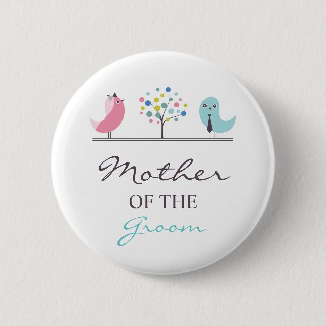 Badge Rond 5 Cm Mère des oiseaux de marié épousant le bouton (Devant)