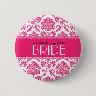 Badge Rond 5 Cm Mère du bouton de damassé de jeune mariée dans le