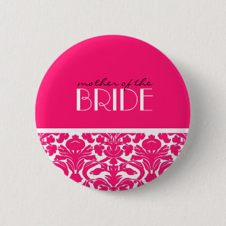 Badge Rond 5 Cm Mère du bouton de damassé de jeune mariée dans les