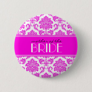Badge Rond 5 Cm Mère du bouton de damassé de jeune mariée dans les