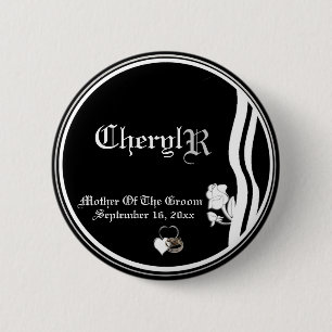 Badge Rond 5 Cm Mère noire et blanche classique faite sur command