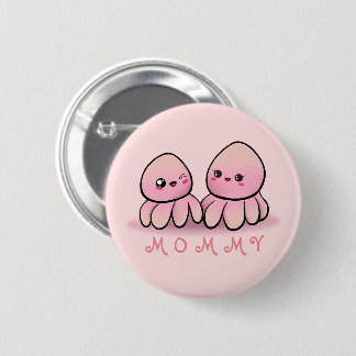 Badge Rond 5 Cm mère pieuvre rose mignonne