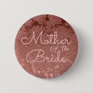 Badge Rond 5 Cm Mère Rose De Mariage Élégante D'Or De La Marié