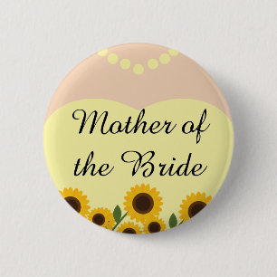 Badge Rond 5 Cm Mère rustique des tournesols de jeune mariée
