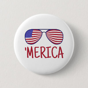 Badge Rond 5 Cm 'Merica 4 juillet lunettes