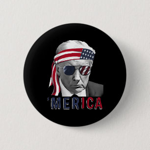 Badge Rond 5 Cm Merica Trump 4 juillet heureux Trump Drapeau améri