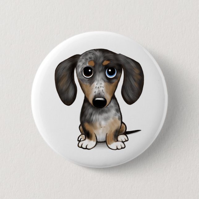 Badge Rond 5 Cm Merle Dapple Dachshund mignon chien Wiener (Devant)