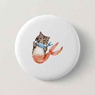 Badge Rond 5 Cm Mermaid Chat Purmaid