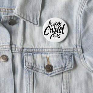Badge Rond 5 Cm Merry CHRISTmas Déclaration Lettres Religieuses