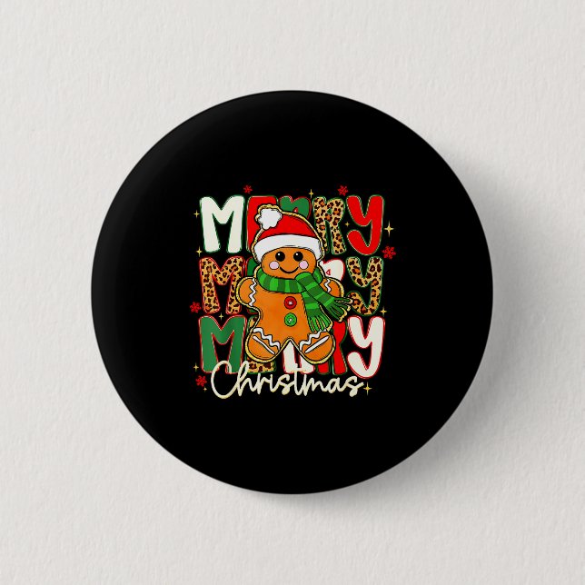 Badge Rond 5 Cm Merry Christmas Gingerbread Xmas Coquette Tis The  (Devant)