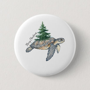Badge Rond 5 Cm Merry Christmas Sea Turtle
