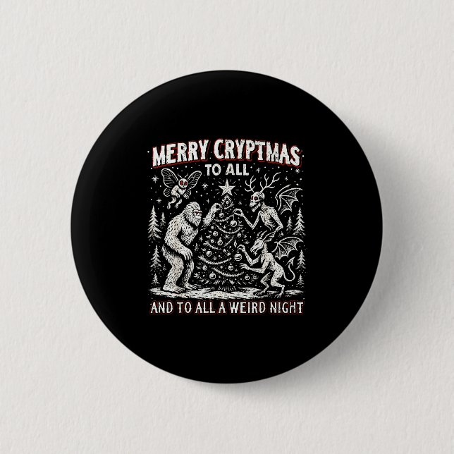 Badge Rond 5 Cm Merry Cryptmas Weird Night Cryptid Holiday Art  (Devant)