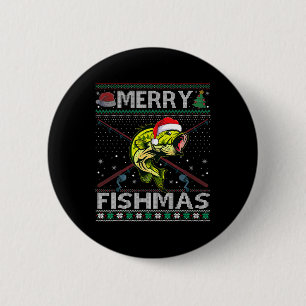Badge Rond 5 Cm Merry Fishmas By Fish Fishing Christmas Ugly Swea