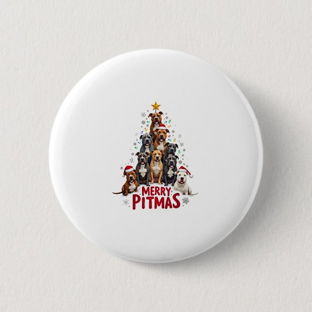 Badge Rond 5 Cm Merry Pitmas Pitbull Dog Ugly Christmas Sweater Tr (Devant)