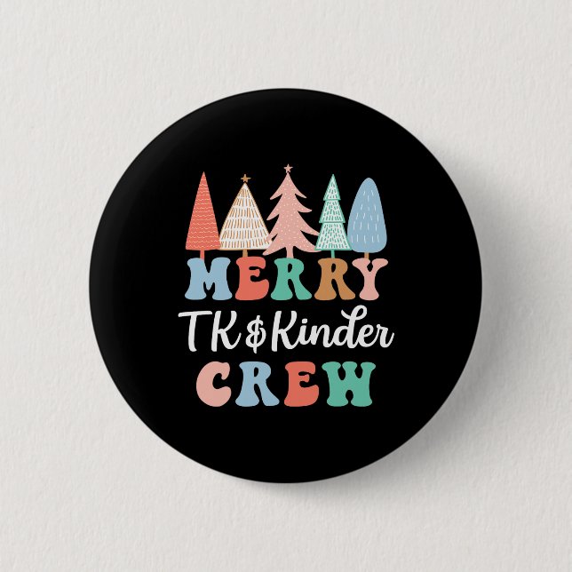 Badge Rond 5 Cm Merry Tk And Kinder Crew Kindergarten Teacher Chri (Devant)