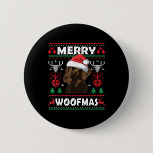 Badge Rond 5 Cm Merry Woofmas Chocolat Noël Labrador Lover