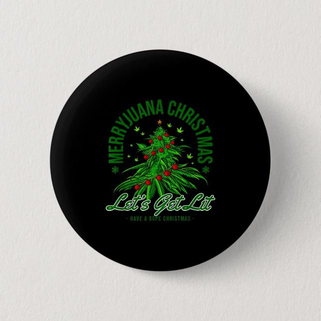 Badge Rond 5 Cm Merryjuana Christmas Christmas Weed T Roll  (Devant)