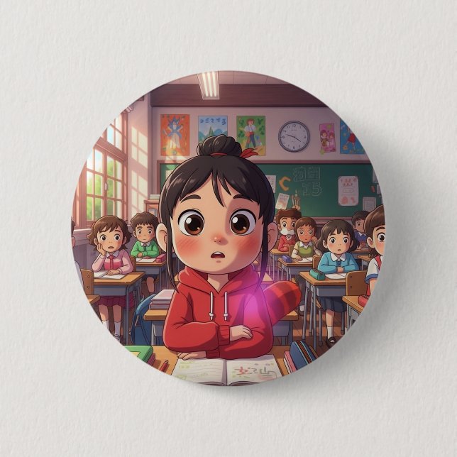 Badge Rond 5 Cm Merveilles en classe (Devant)