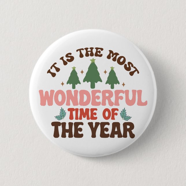 Badge Rond 5 Cm Merveilleux temps Retro Super vacances de Noël (Devant)