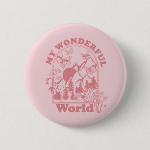 Badge Rond 5 Cm Mes merveilleuses fleurs rétro du monde