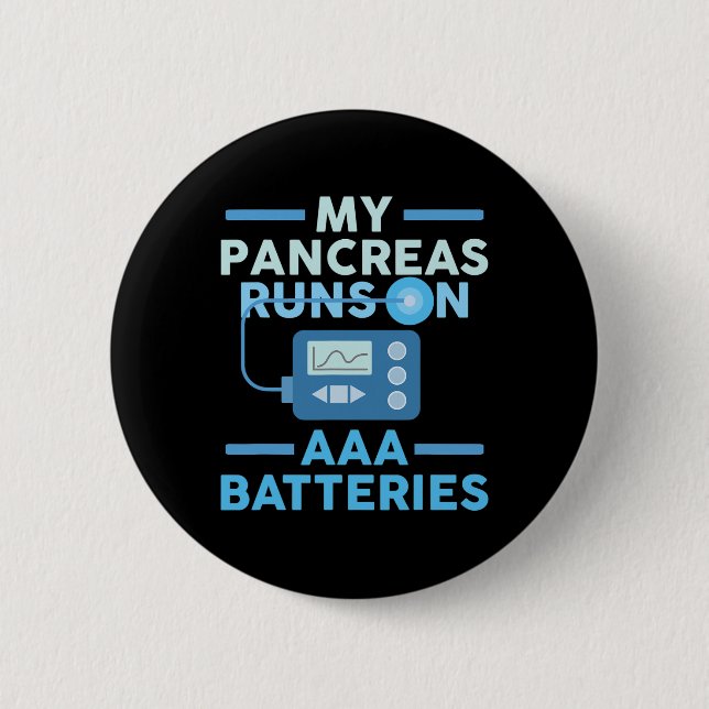 Badge Rond 5 Cm Mes Pancréas Fonctionne Sur Les Batteries AAA Type (Devant)