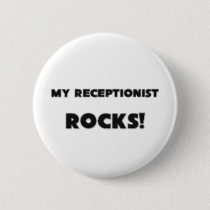 Badge Rond 5 Cm MES ROCHES de réceptionniste !