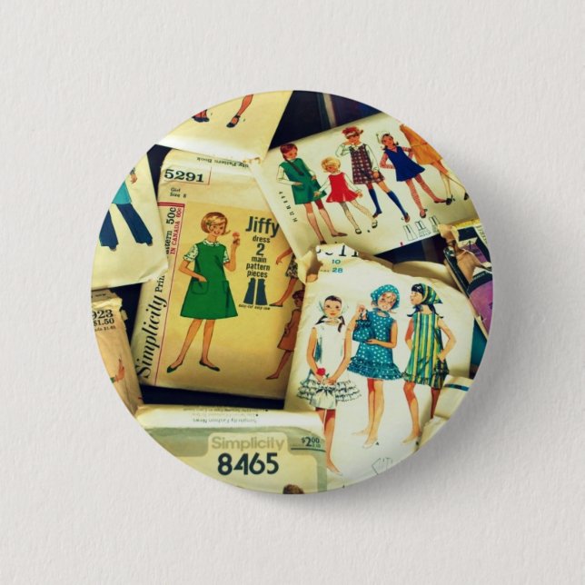 Badge Rond 5 Cm mes vieux motifs à coudre (Devant)
