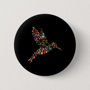 Badge Rond 5 Cm Message caché subtil anti-Trump colibri floral