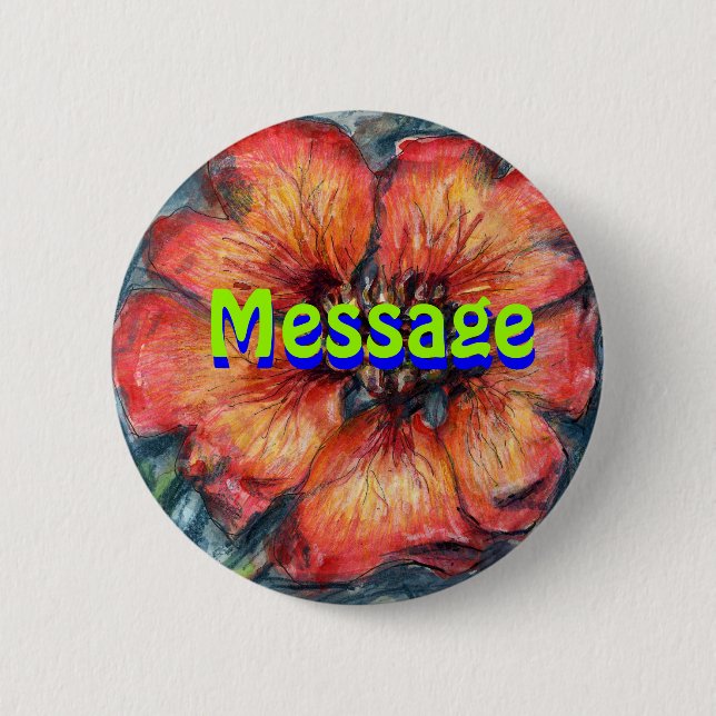 Badge Rond 5 Cm Message de la fleur de Cinquefoil du Népal (Devant)