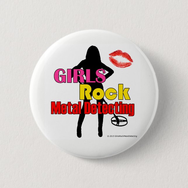Badge Rond 5 Cm Métal de roche de filles détectant le bouton (Devant)