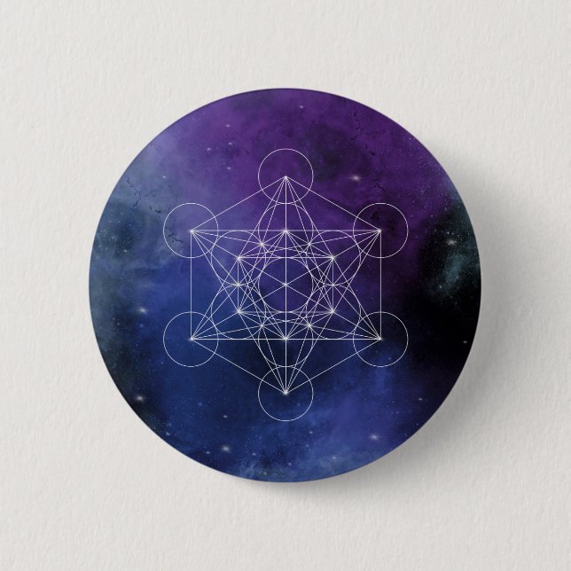Badge Rond 5 Cm Metatron, chakra, zen, géométrique sacrée, géométr (Devant)