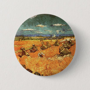 Badge Rond 5 Cm meules de blé avec moissonneuse