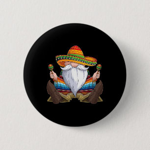 Badge Rond 5 Cm Mexicaine Gnome Cinco De Mayo Serape Poncho Hommes