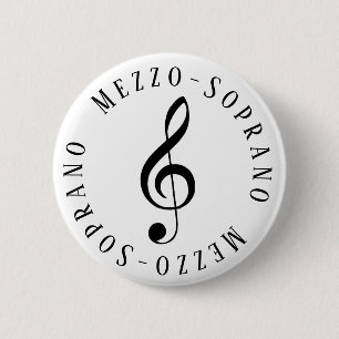 Badge Rond 5 Cm Mezzo-Soprano Chanteur Bouton Clé Treble