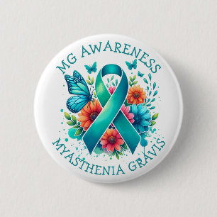 Badge Rond 5 Cm MG Sensibilisation   Myasthenia Gravis Ribbon