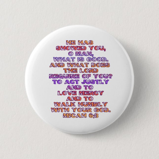 Badge Rond 5 Cm Micah 6:8 (Devant)
