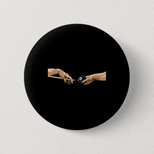 Badge Rond 5 Cm Michelangelo Mains Création Adam Pool Billard