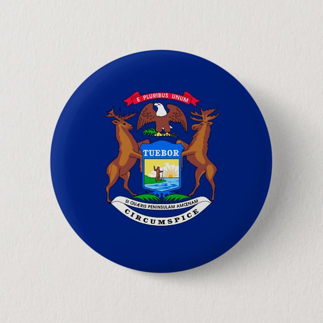 Badge Rond 5 Cm Michigan State Flag Design (Devant)