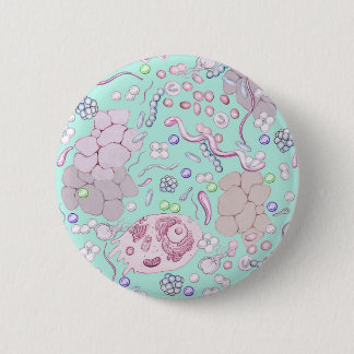 Badge Rond 5 Cm Microbiologie dans le bleu