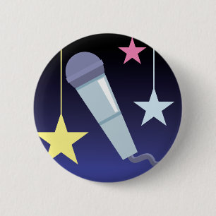Badge Rond 5 Cm microphone de chanteur et conception d'étoiles