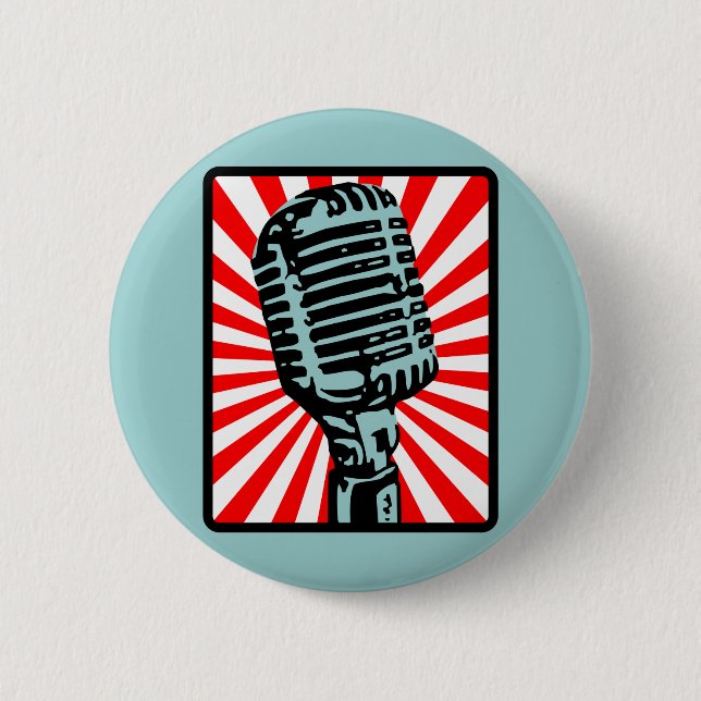 Badge Rond 5 Cm Microphone de cru de Shure 55S (Devant)