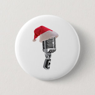 Badge Rond 5 Cm microphone de père Noël