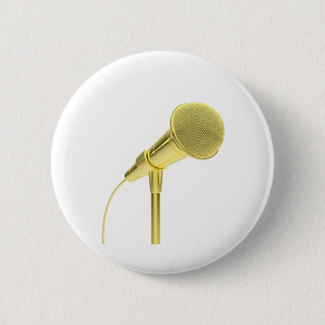 Badge Rond 5 Cm Microphone d'or (Devant)