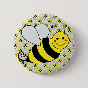 Badge Rond 5 Cm Mignon gaffez l'abeille avec le motif