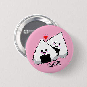 Badge Rond 5 Cm Mignon Kawaii Onigiri Nourriture Japonaise