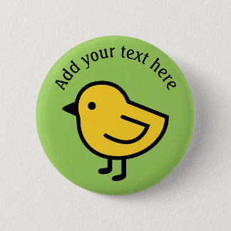 Badge Rond 5 Cm Mignon poussin jaune bébé, vert, personnalisé